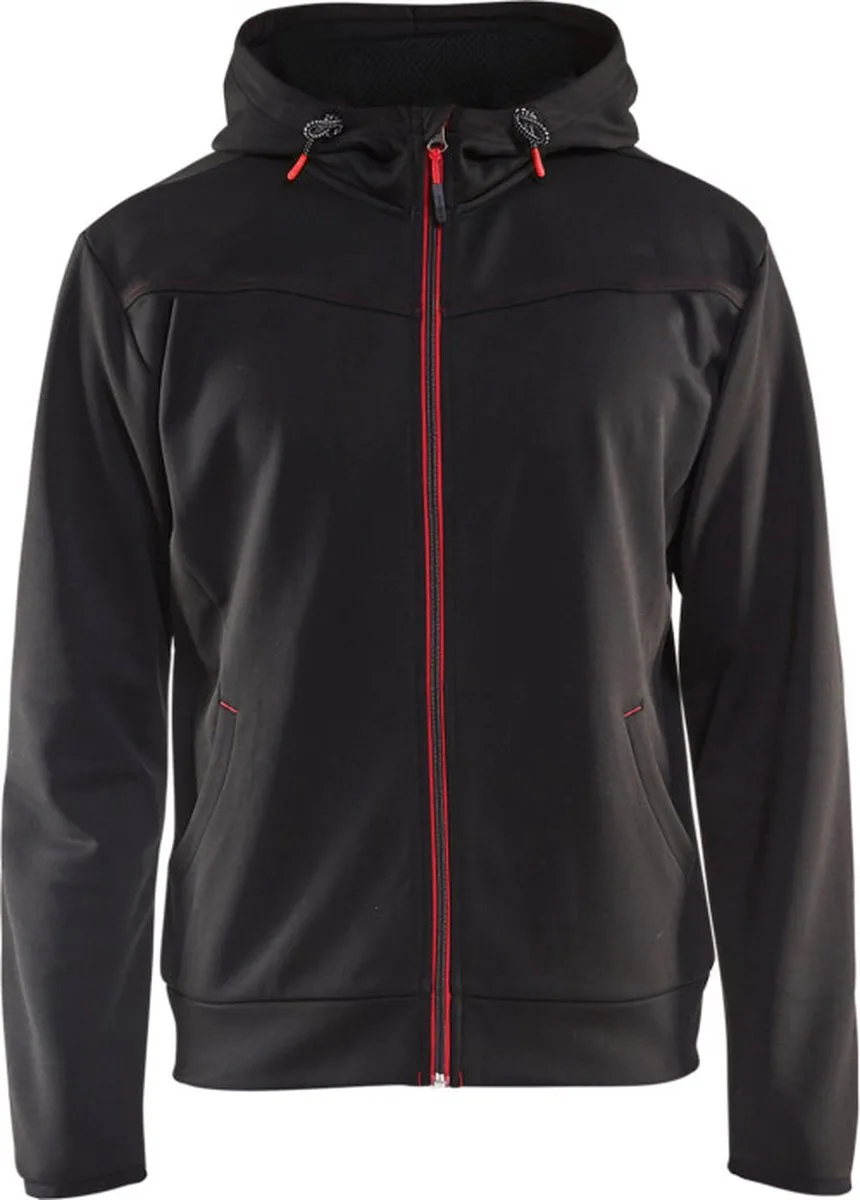 Hoodie met rits 3363-2526 - Zwart/Rood von Blåkläder, Schwarz, Rot, XL – Produktbild
