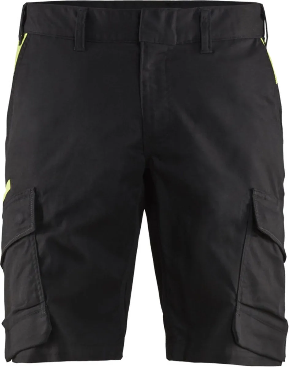 Industrie short met stretch 1446-1832 - Zwart/High Vis Geel von Blåkläder, Schwarz, High Vis Geel, C60 – Produktbild