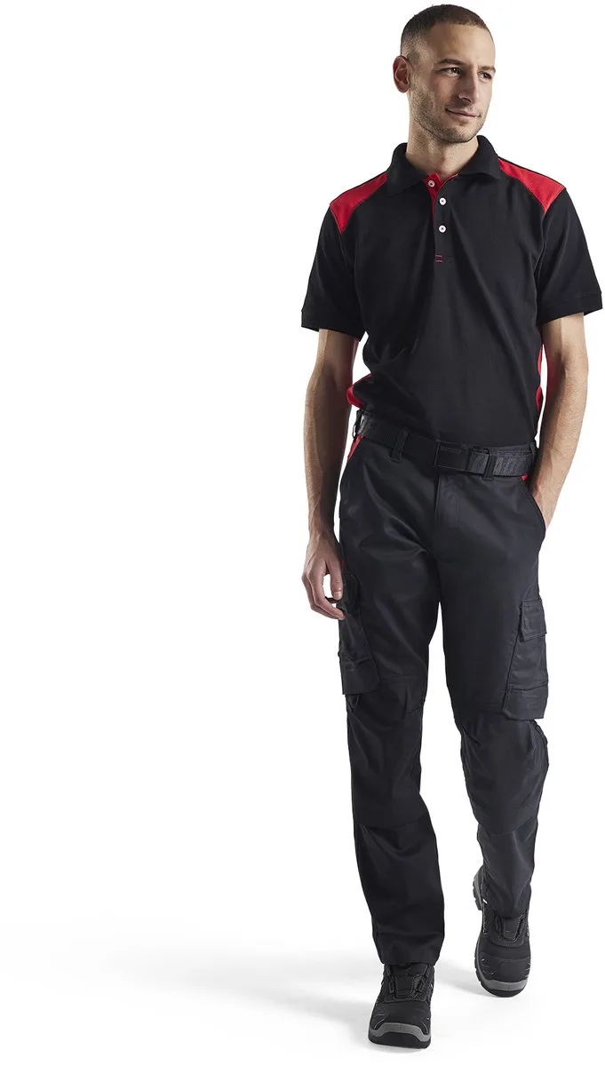 Industrie werkbroek stretch met kniezakken 1448-1832 - Zwart/Rood de Blåkläder, Noir, Rouge, C144 – image du produit