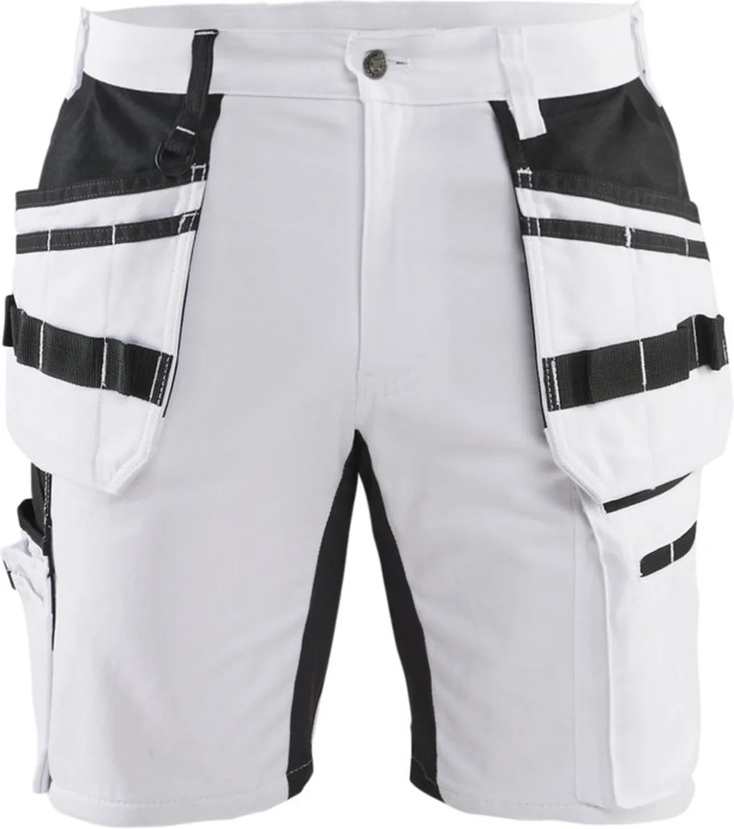 Korte Schilderswerkbroek Stretch 19111000 Wit/Donkergrijs von Blåkläder, Weiß, Schwarz, 44 – Produktbild
