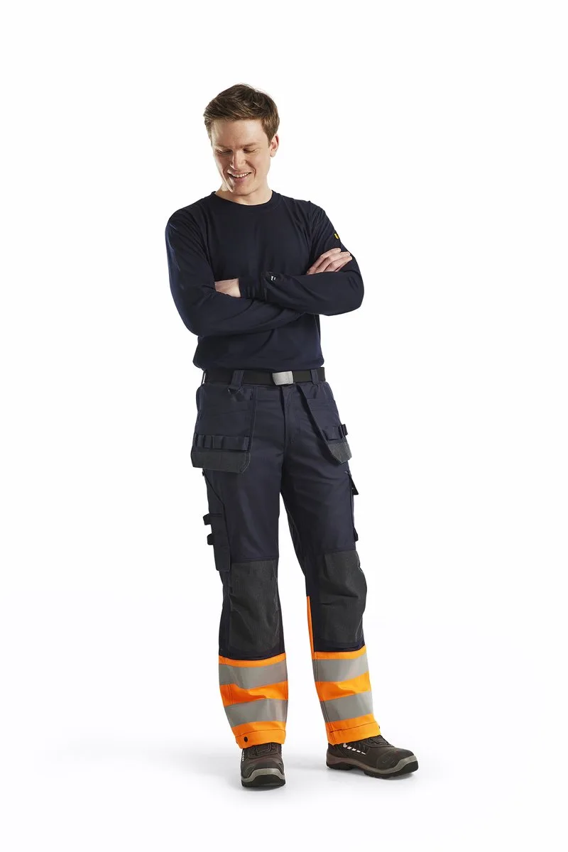 Multinorm inherent werkbroek 1489-1513 - Marineblauw/Oranje von Blåkläder, Marineblauw, Orange, C44 – Produktbild