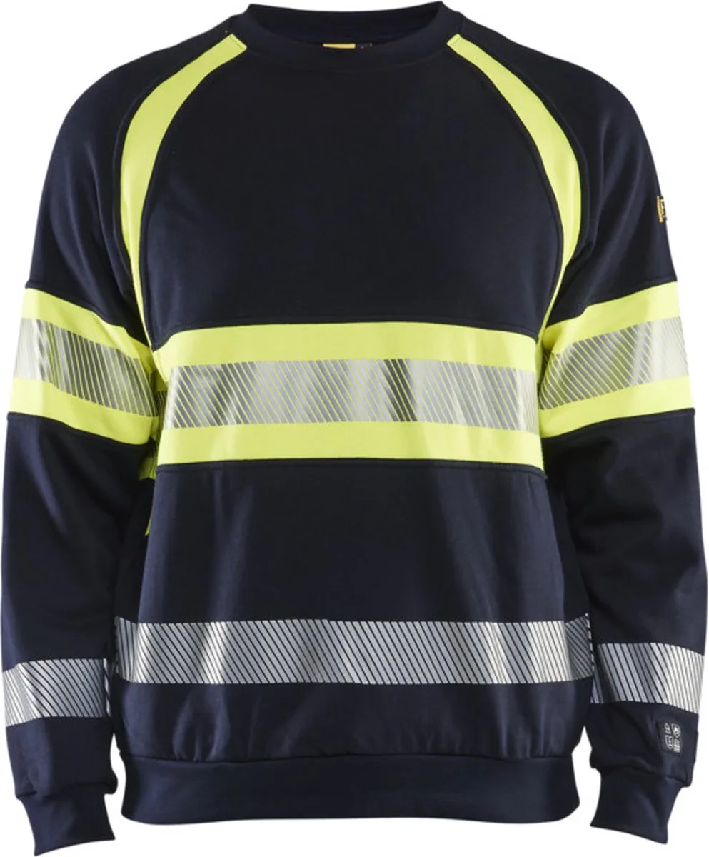 Multinorm sweatshirt 3459-1762 - Marine/High Vis Geel van Blåkläder, Marine, High Vis Geel, 4XL – productafbeelding