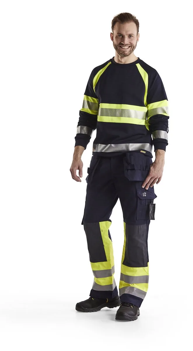 Multinorm werkbroek 1479-1514 - Marine/High Vis Geel van Blåkläder, Marine, High Vis Geel, C156 – productafbeelding