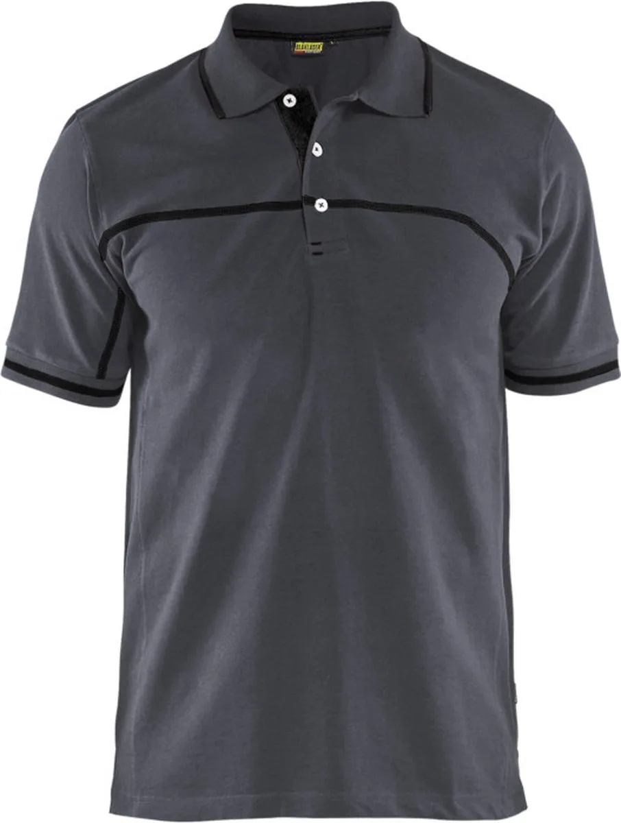 Poloshirt 3389-1050 - Medium Grijs/Zwart fra Blåkläder, Medium Grijs, Sort, M – produktbillede