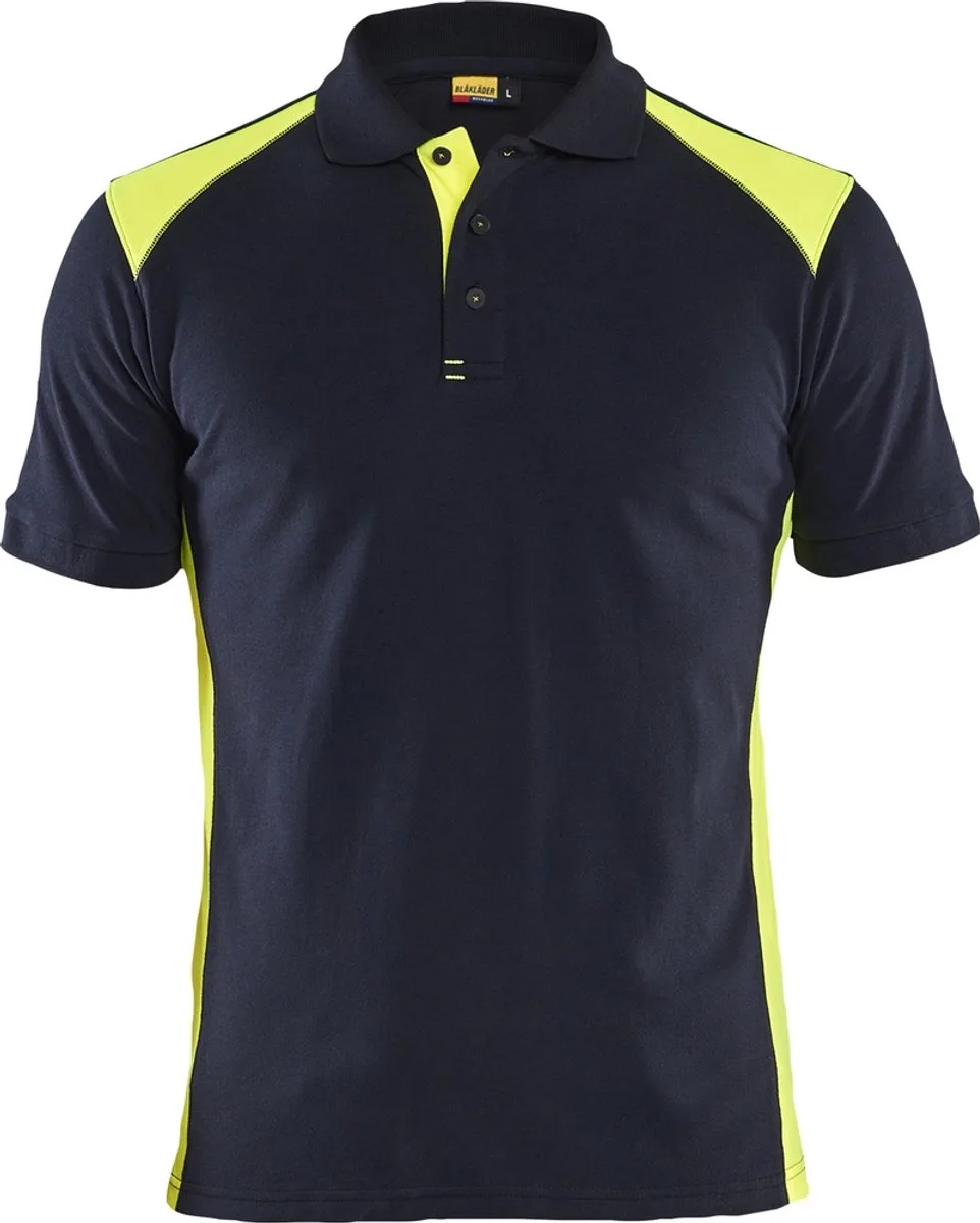 Poloshirt piqué 3324-1050 - Donker marineblauw/High Vis Geel de Blåkläder, Donker marineblauw, High Vis Geel, 4XL – image du produit