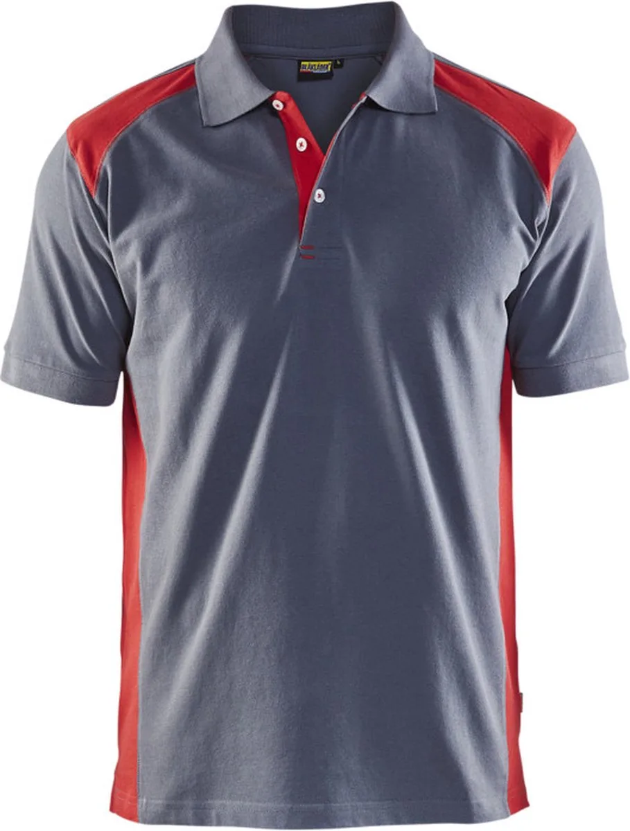 Poloshirt piqué 3324-1050 - Grijs/Rood fra Blåkläder, Grå, Rød, XS – produktbillede
