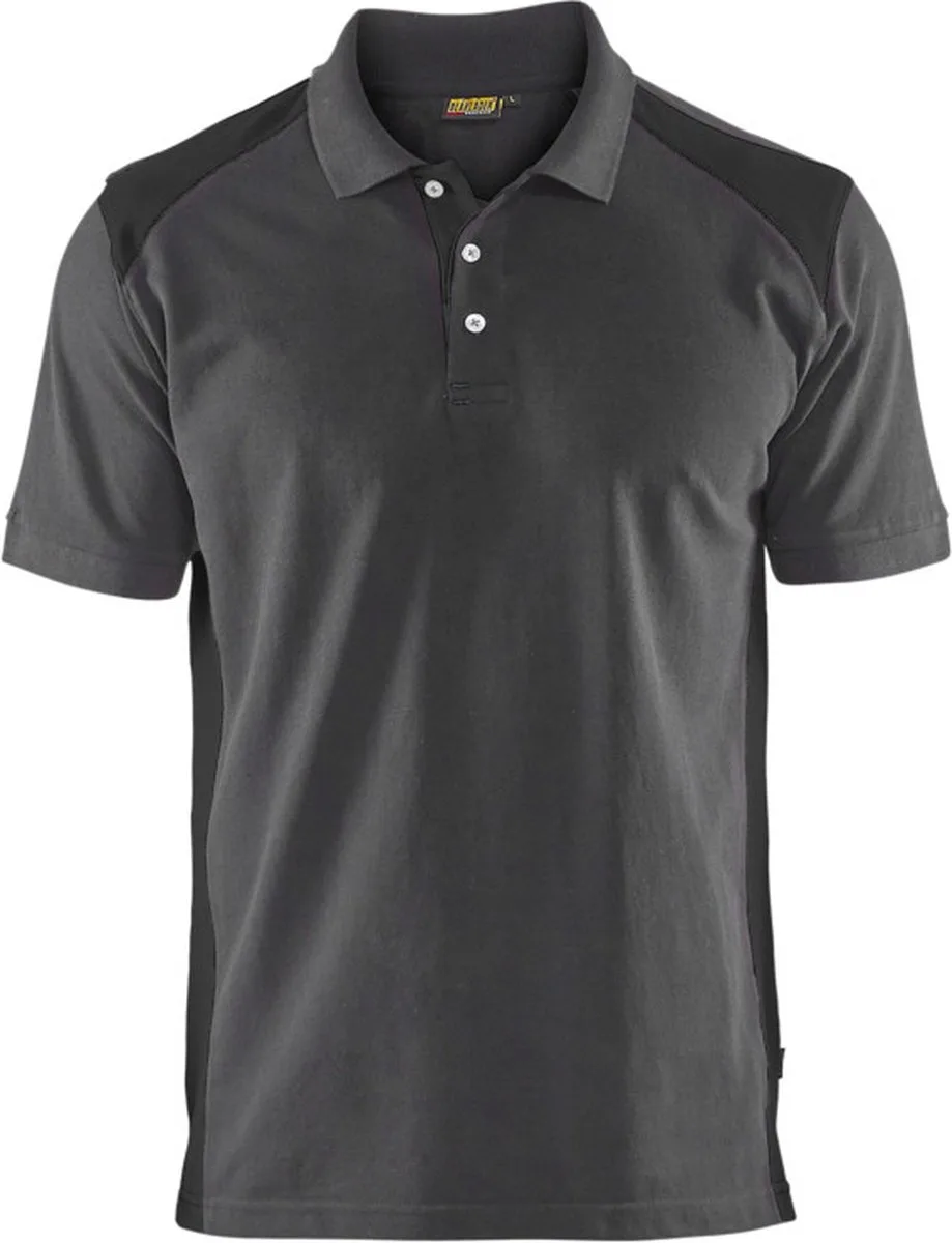 Poloshirt piqué 3324-1050 - Medium Grijs/Zwart fra Blåkläder, Medium Grijs, Sort, 4XL – produktbillede