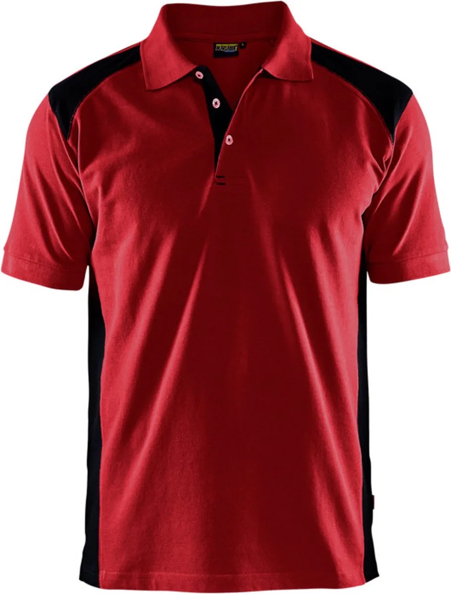 Poloshirt piqué 3324-1050 - Rood/Zwart van Blåkläder, Rood, Zwart, 3XL – productafbeelding