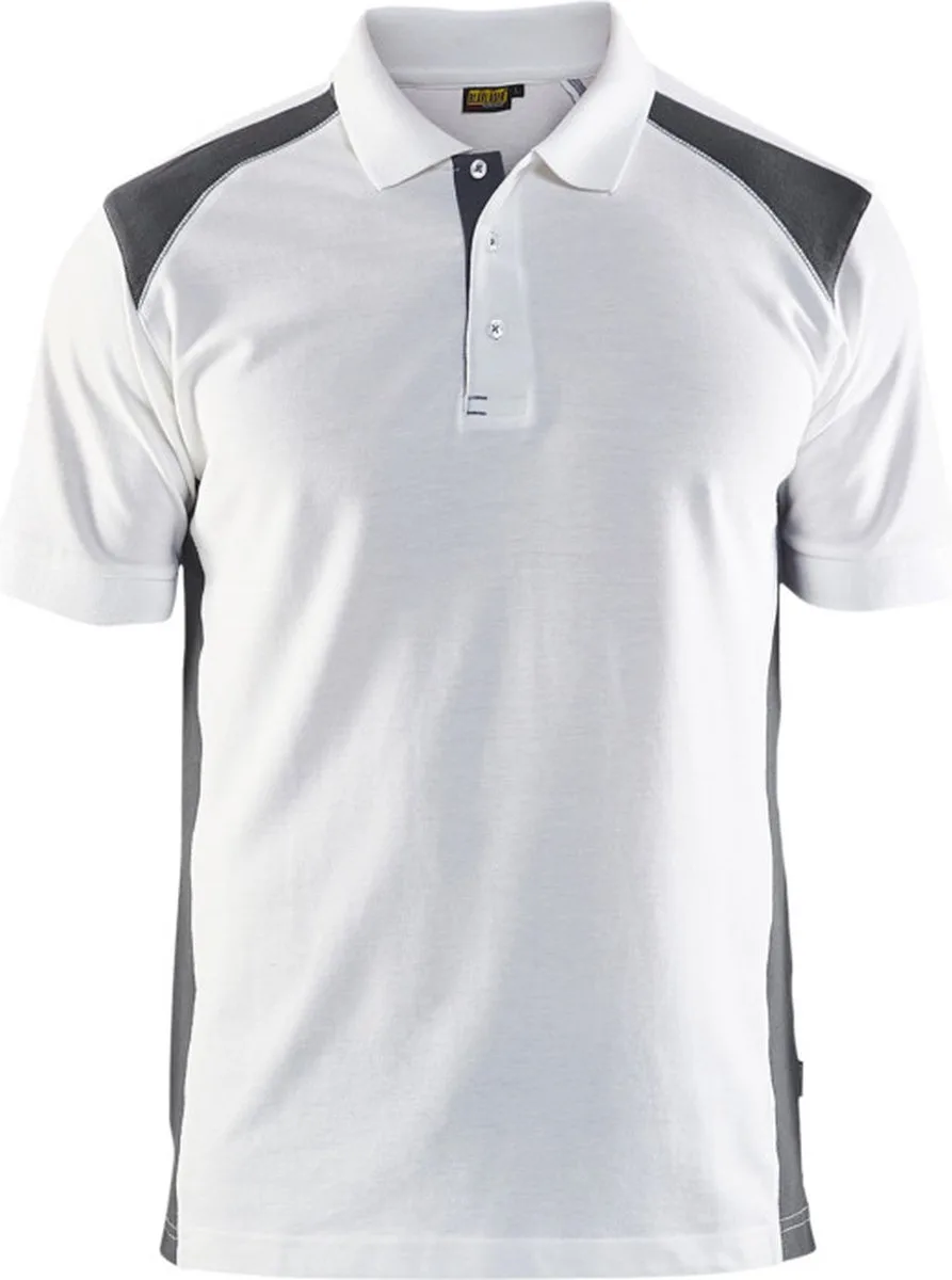 Poloshirt piqué 3324-1050 - Wit/Donkergrijs van Blåkläder, Wit, Donkergrijs, L – productafbeelding