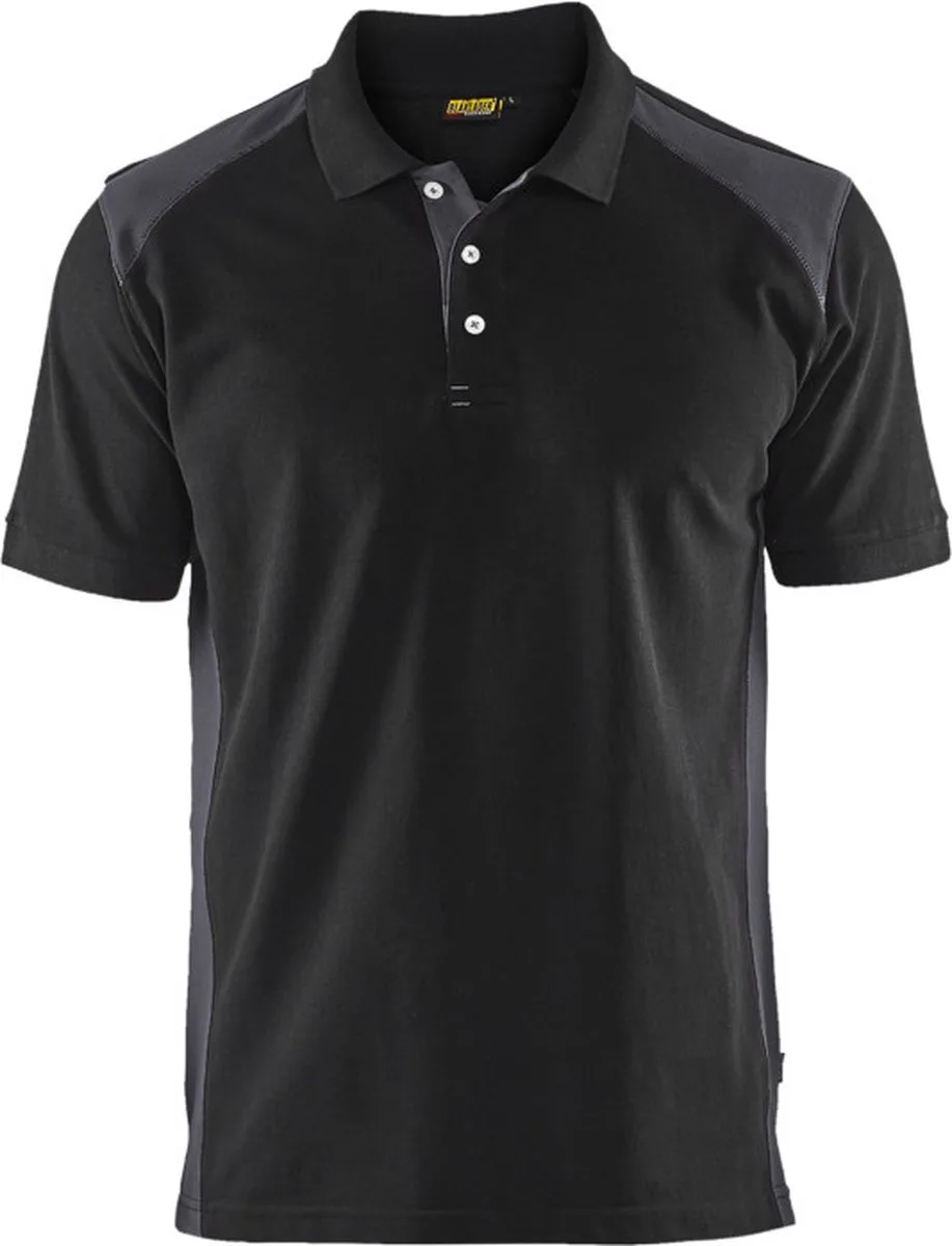 Poloshirt piqué 3324-1050 - Zwart/Medium grijs von Blåkläder, Schwarz, Medium grijs, S – Produktbild