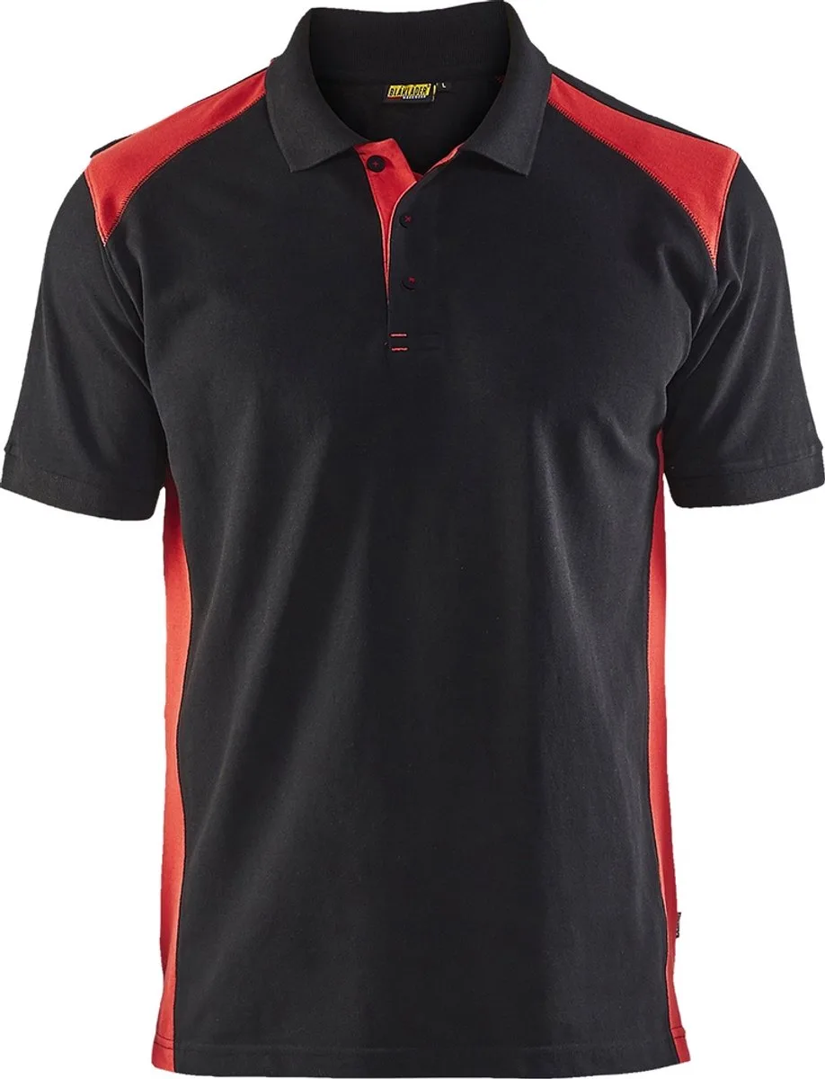 Poloshirt piqué 3324-1050 - Zwart/Rood fra Blåkläder, Sort, Rød, 6XL – produktbillede