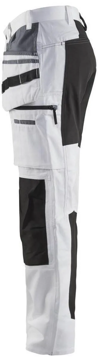 Schilders werkbroek met stretch 1910-1000 - Wit/zwart van Blåkläder, Wit, Zwart, D92 – productafbeelding