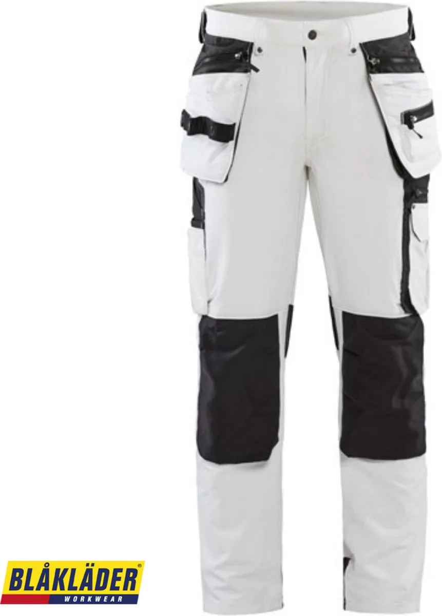Schilderswerkbroek 4-Weg Stretch 10791645 Wit/Donkergrijs by Blåkläder, White, Dark grey, 60 – product image