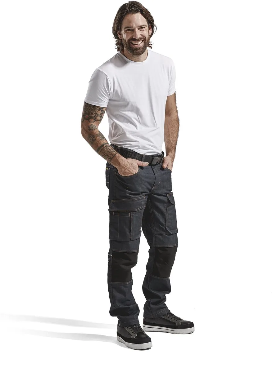 Service werkbroek denim 1497-1141 - Marineblauw/Zwart fra Blåkläder, Marineblauw, Sort, C146 – produktbillede