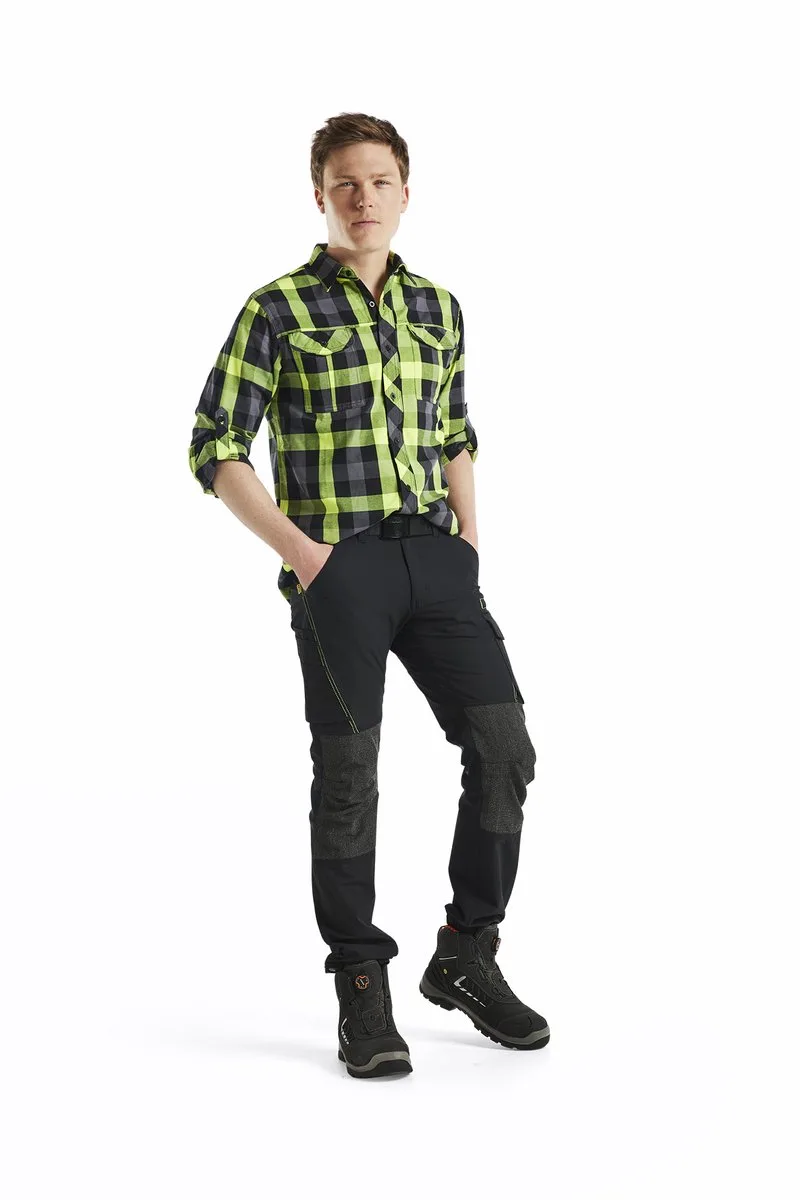 Service werkbroek met 4-weg stretch 1422-1645 - Zwart/High Vis Geel van Blåkläder, Zwart, High Vis Geel, C60 – productafbeelding