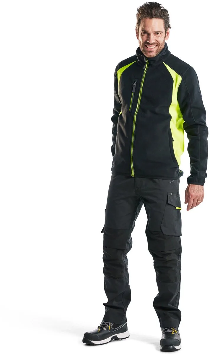 Service werkbroek met stretch zonder spijkerzakken 1495-1330 - Zwart/High Vis Geel van Blåkläder, Zwart, High Vis Geel, C154 – productafbeelding