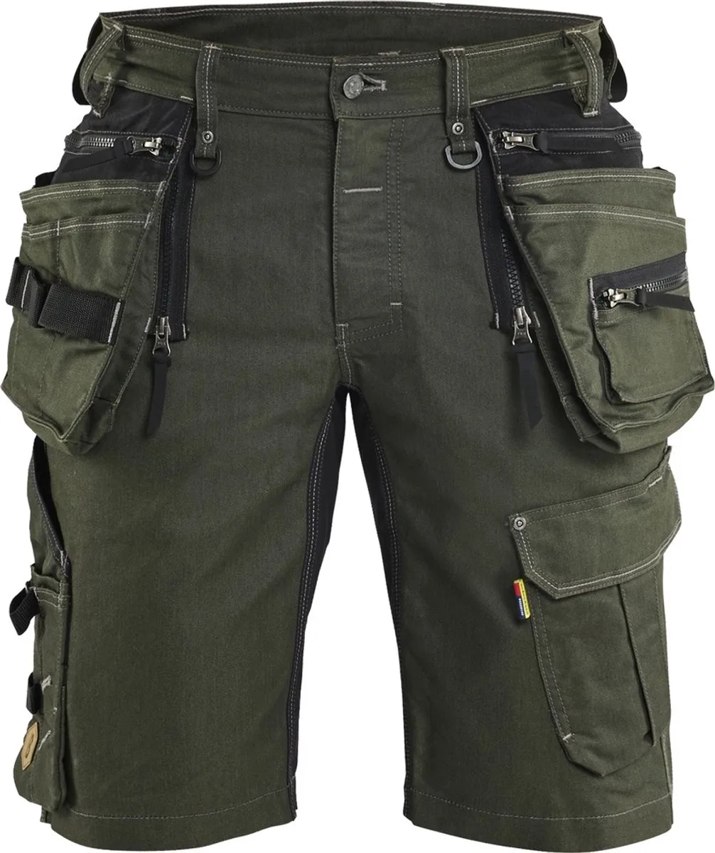 Short denim stretch X1900 1992-1141 - Donker herfstgroen/Zwart fra Blåkläder, Donker herfstgroen, Sort, C44 – produktbillede