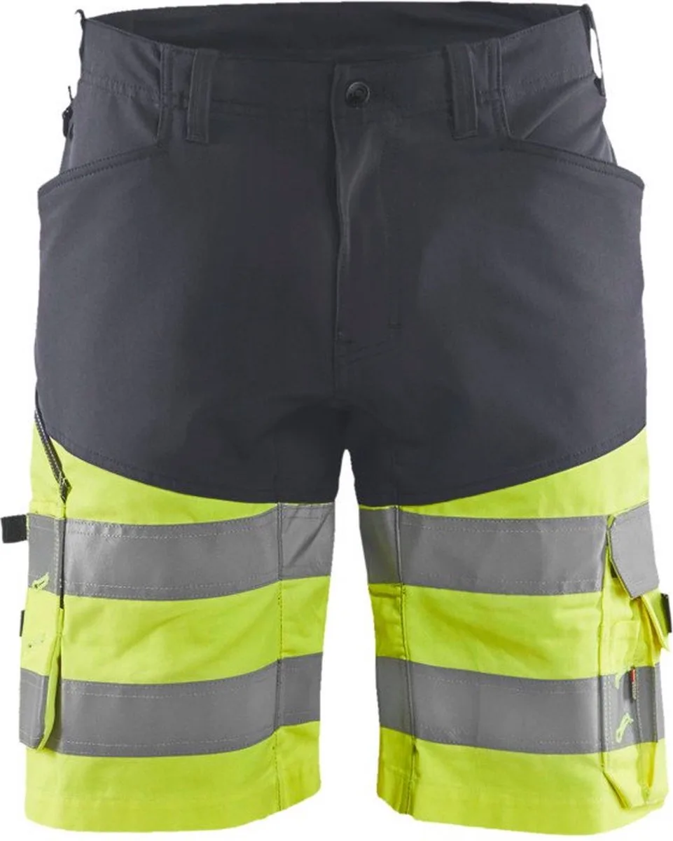 Short met stretch High Vis 1541-1811 - Medium Grijs/High Vis Geel van Blåkläder, Medium Grijs, High Vis Geel, C54 – productafbeelding