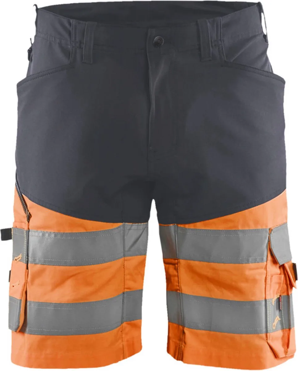 Short met stretch High Vis 1541-1811 - Medium Grijs/ High Vis Oranje van Blåkläder, Medium Grijs, High Vis Oranje, C44 – productafbeelding