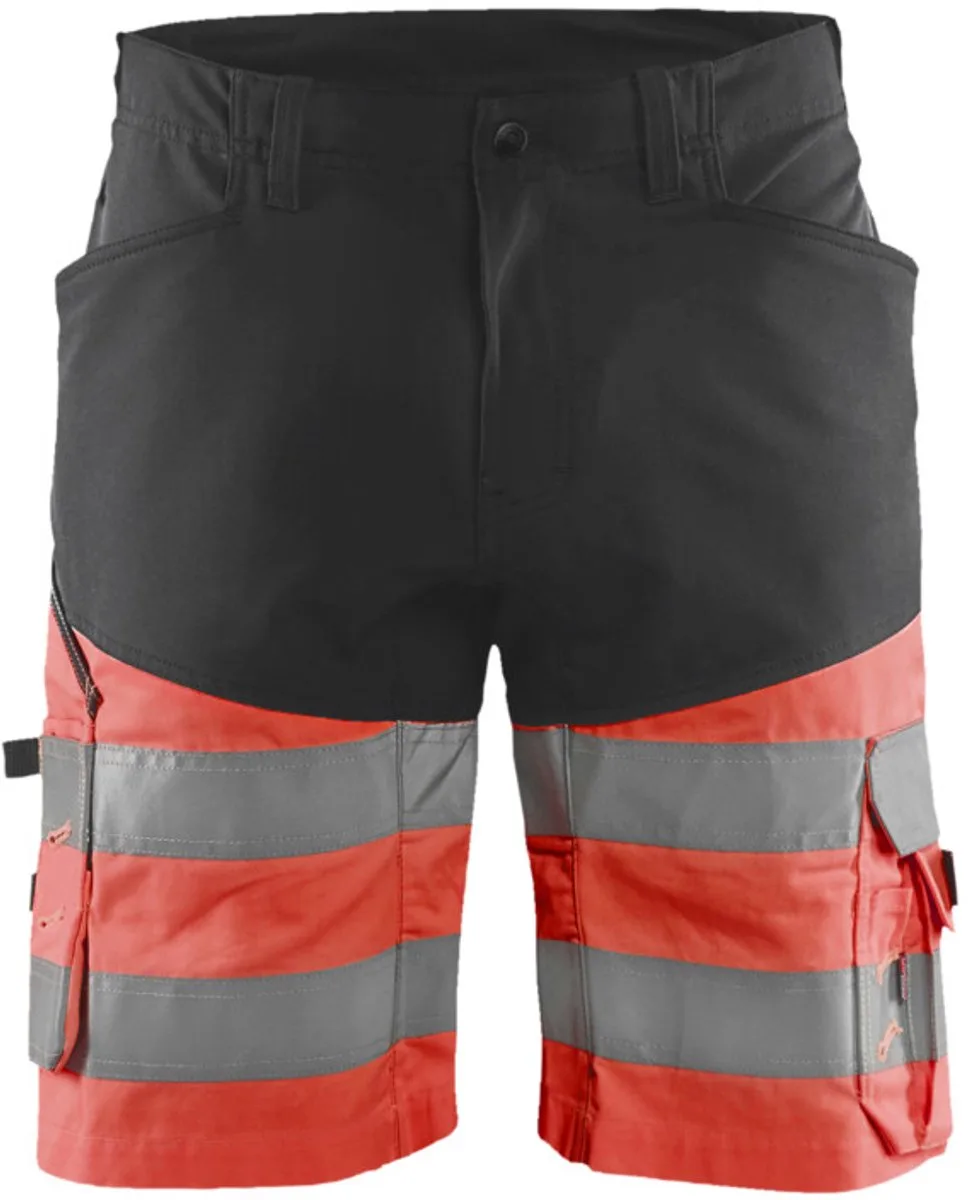 Short met stretch High Vis 1541-1811 - Zwart/High Vis Rood von Blåkläder, Schwarz, High Vis Rood, C44 – Produktbild