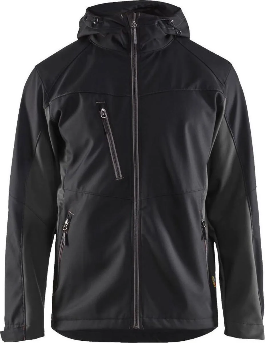 Softshell jack met capuchon 4753-2516 - Zwart/Donkergrijs från Blåkläder, Svart, Mörkgrå, 4XL – produktbild