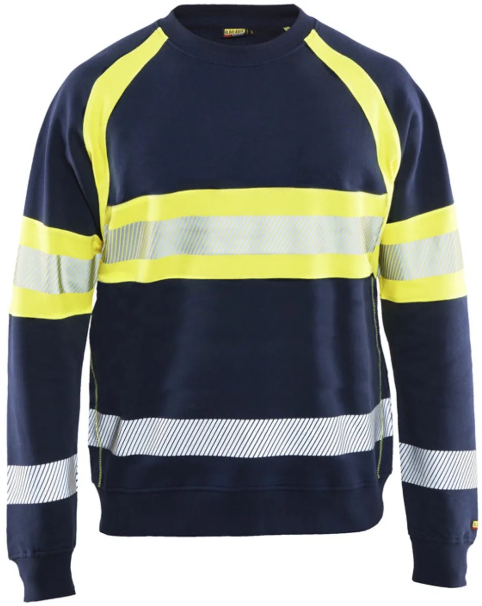 Sweater High Vis 3359-1158 - Marine/High Vis Geel de Blåkläder, Marine, High Vis Geel, 3XL – image du produit