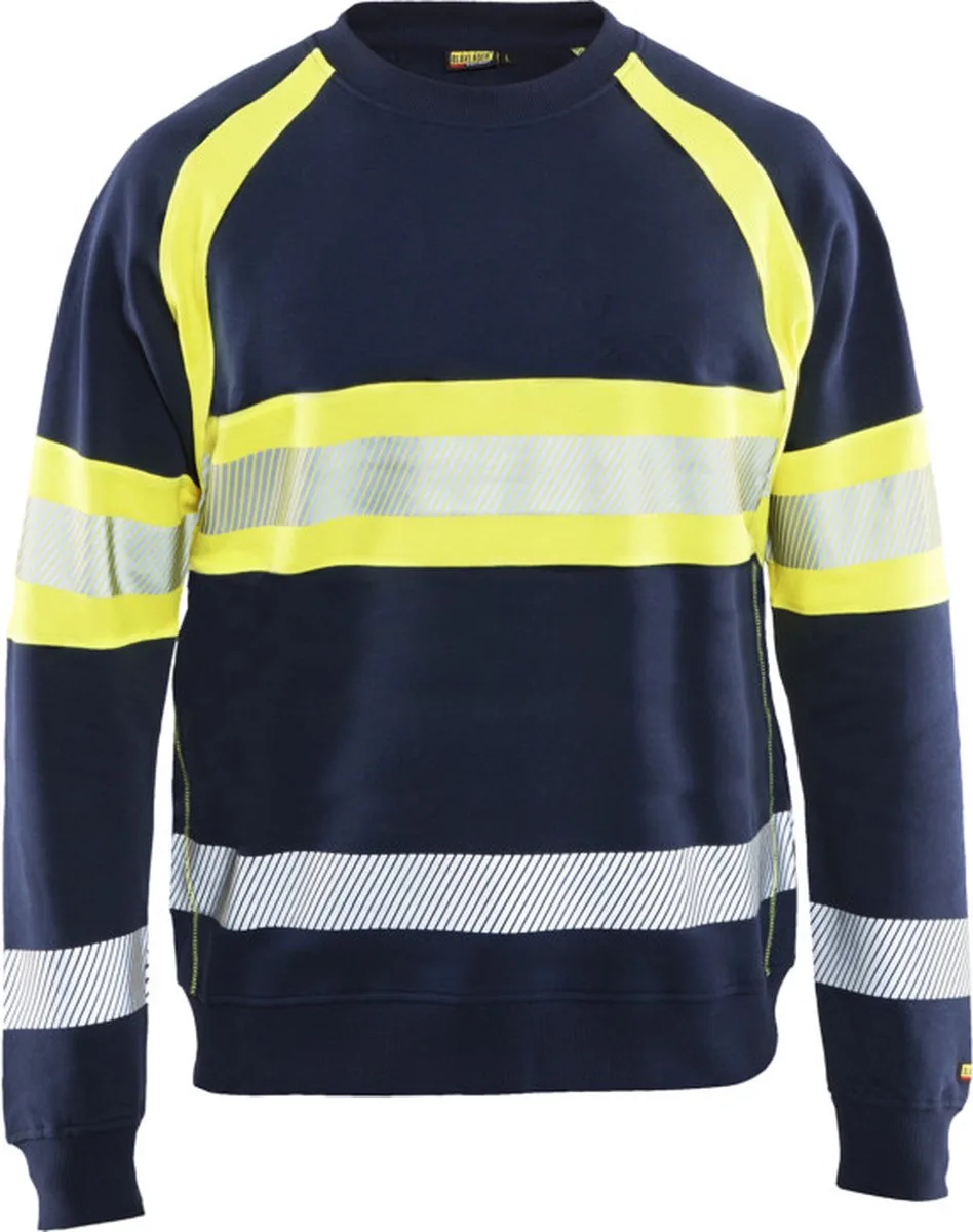 Sweater High Vis 3359-1158 - Marine/High Vis Geel van Blåkläder, Marine, High Vis Geel, 4XL – productafbeelding