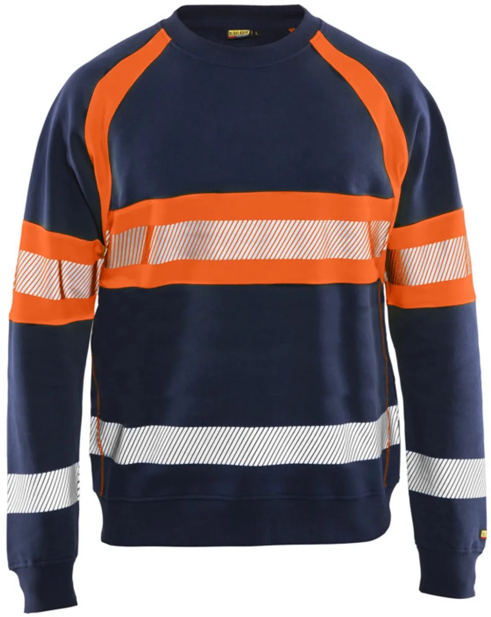 Sweater High Vis 3359-1158 - Marineblauw/Oranje van Blåkläder, Marineblauw, Oranje, 4XL – productafbeelding