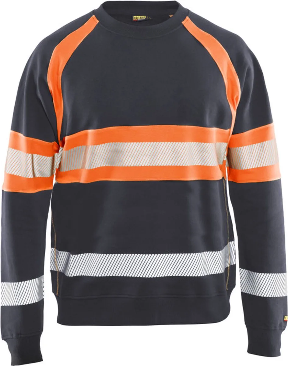 Sweater High Vis 3359-1158 - Medium Grijs/ High Vis Oranje van Blåkläder, Medium Grijs, High Vis Oranje, XXL – productafbeelding