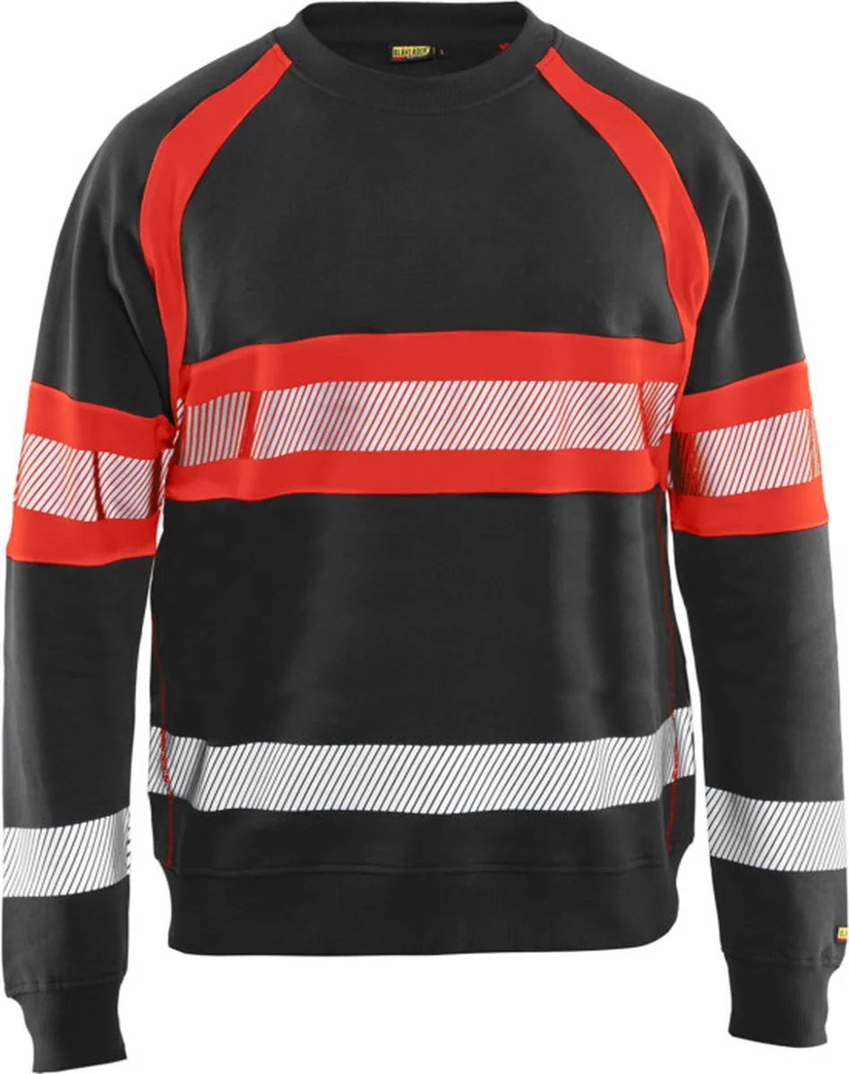 Sweater High Vis 3359-1158 - Zwart/High Vis Rood von Blåkläder, Schwarz, High Vis Rood, 4XL – Produktbild