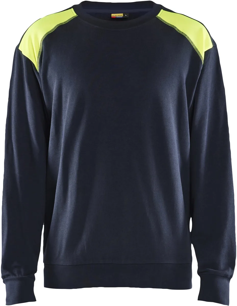 Sweatshirt bi-colour 3580-1158 - Donker marineblauw/High Vis Geel de Blåkläder, Donker marineblauw, High Vis Geel, 4XL – image du produit