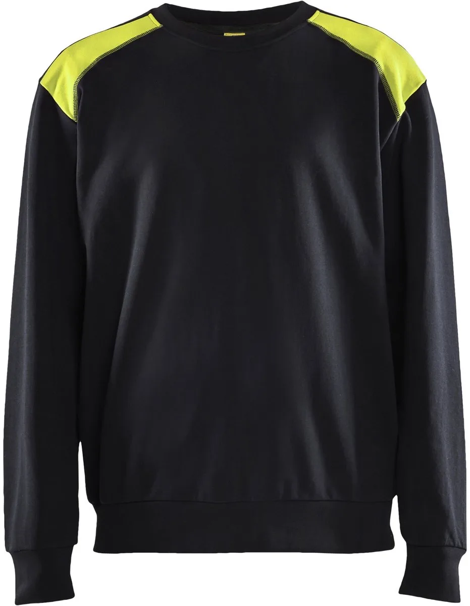 Sweatshirt bi-colour 3580-1158 - Zwart/High Vis Geel van Blåkläder, Zwart, High Vis Geel, 4XL – productafbeelding