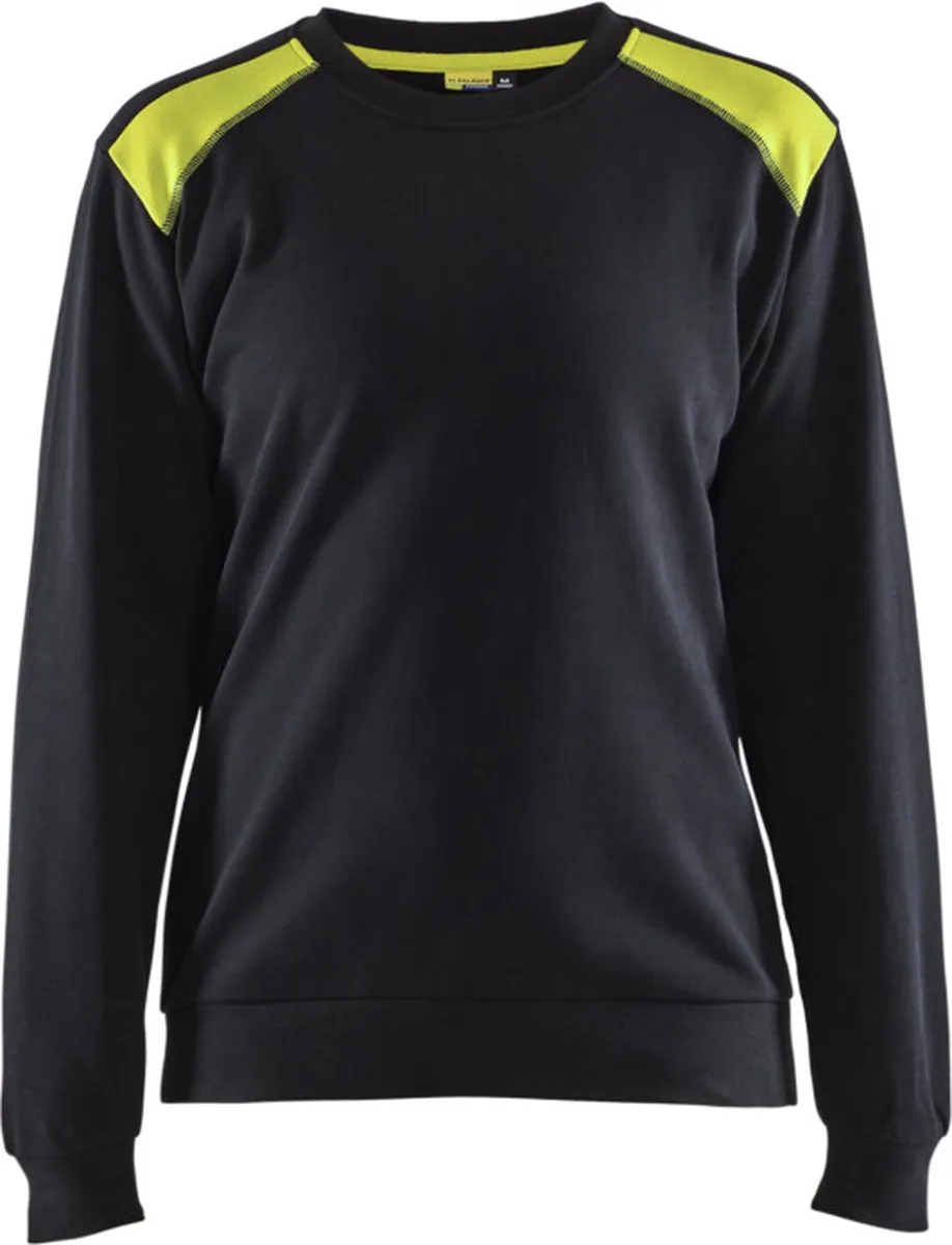 Sweatshirt bi-colour Dames 3408-1158 - Zwart/High Vis Geel de Blåkläder, Noir, High Vis Geel, L – image du produit
