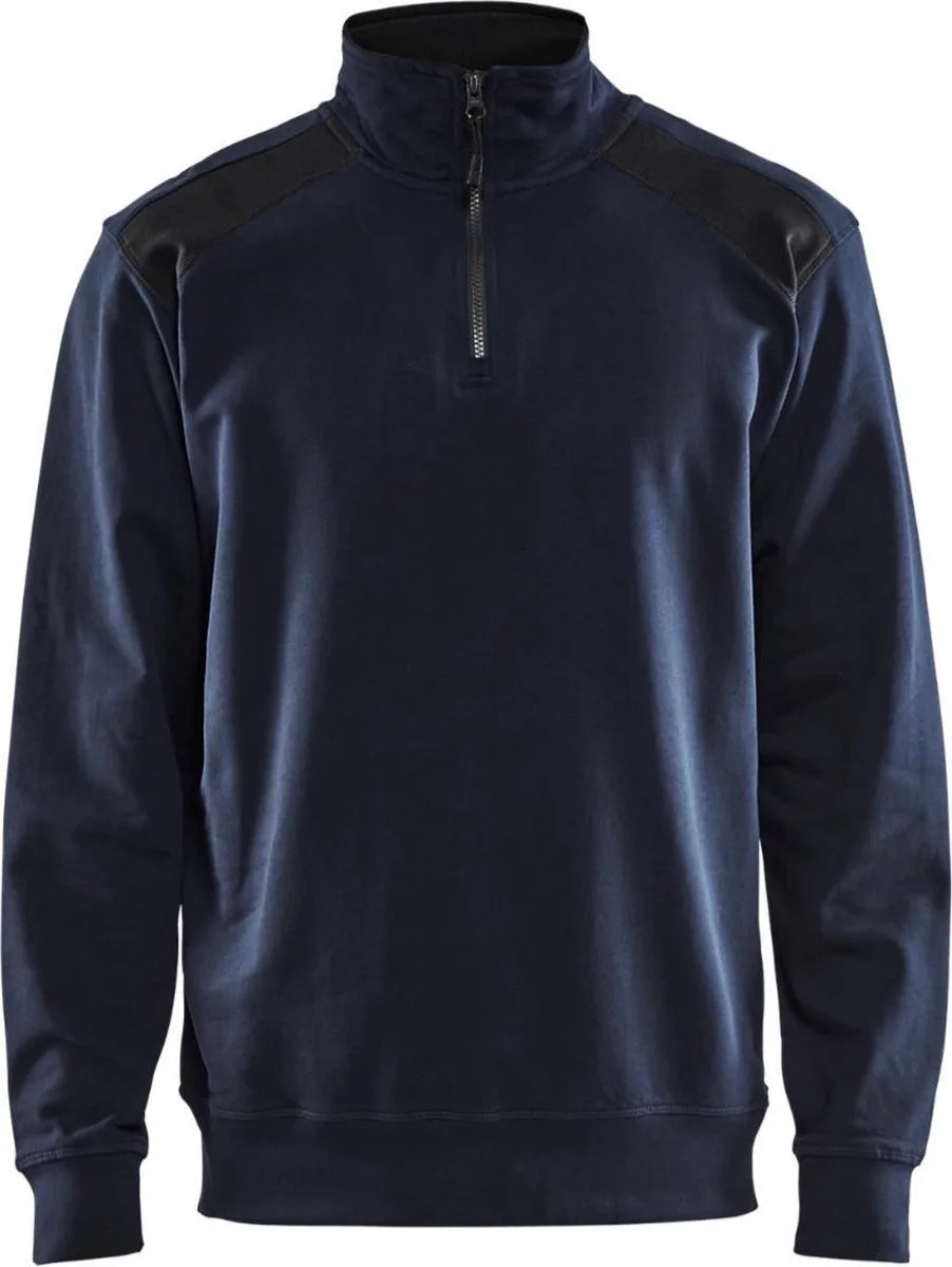 Sweatshirt bi-colour met halve rits 3353-1158 - Donker marineblauw/Zwart de Blåkläder, Donker marineblauw, Noir, 4XL – image du produit