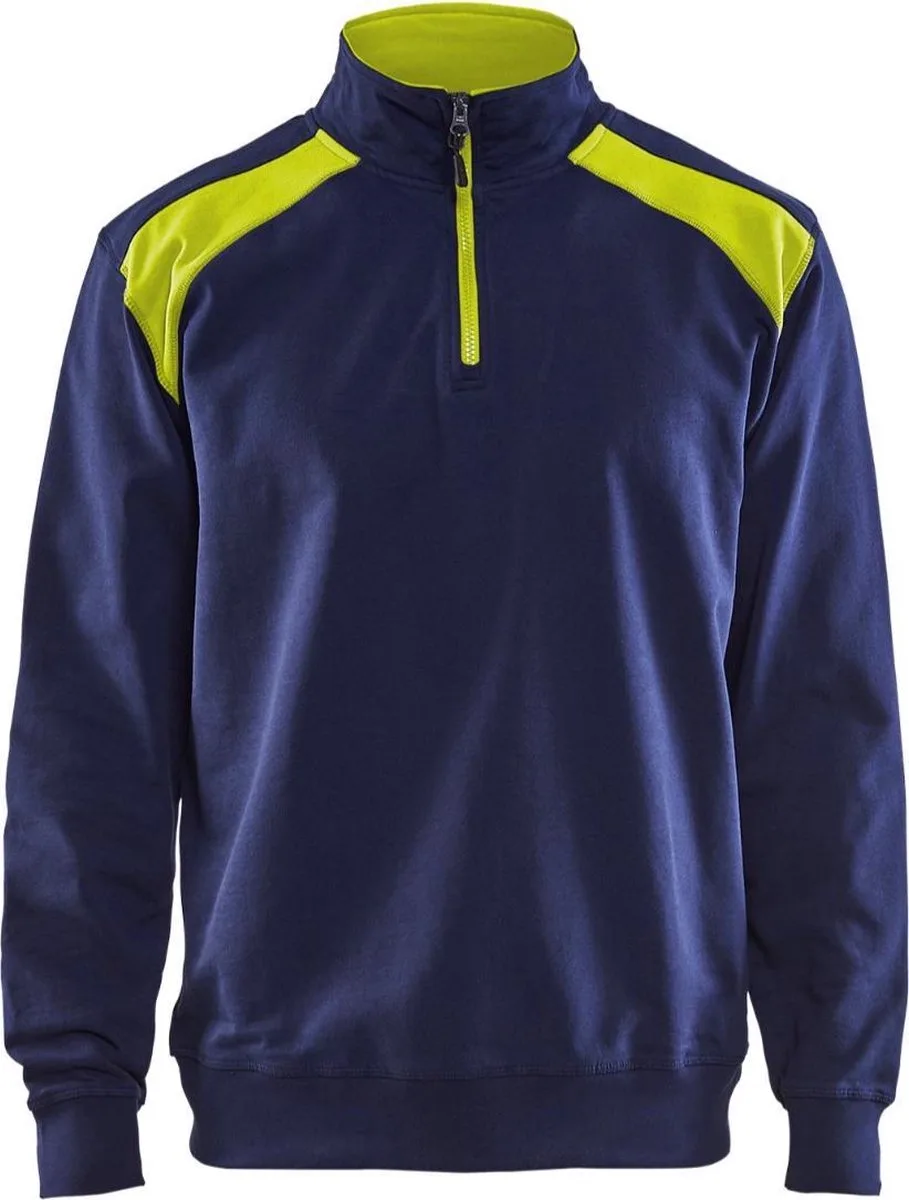 Sweatshirt bi-colour met halve rits 3353-1158 - Marine/High Vis Geel de Blåkläder, Marineblau, High Vis Gelb, 4XL – image du produit