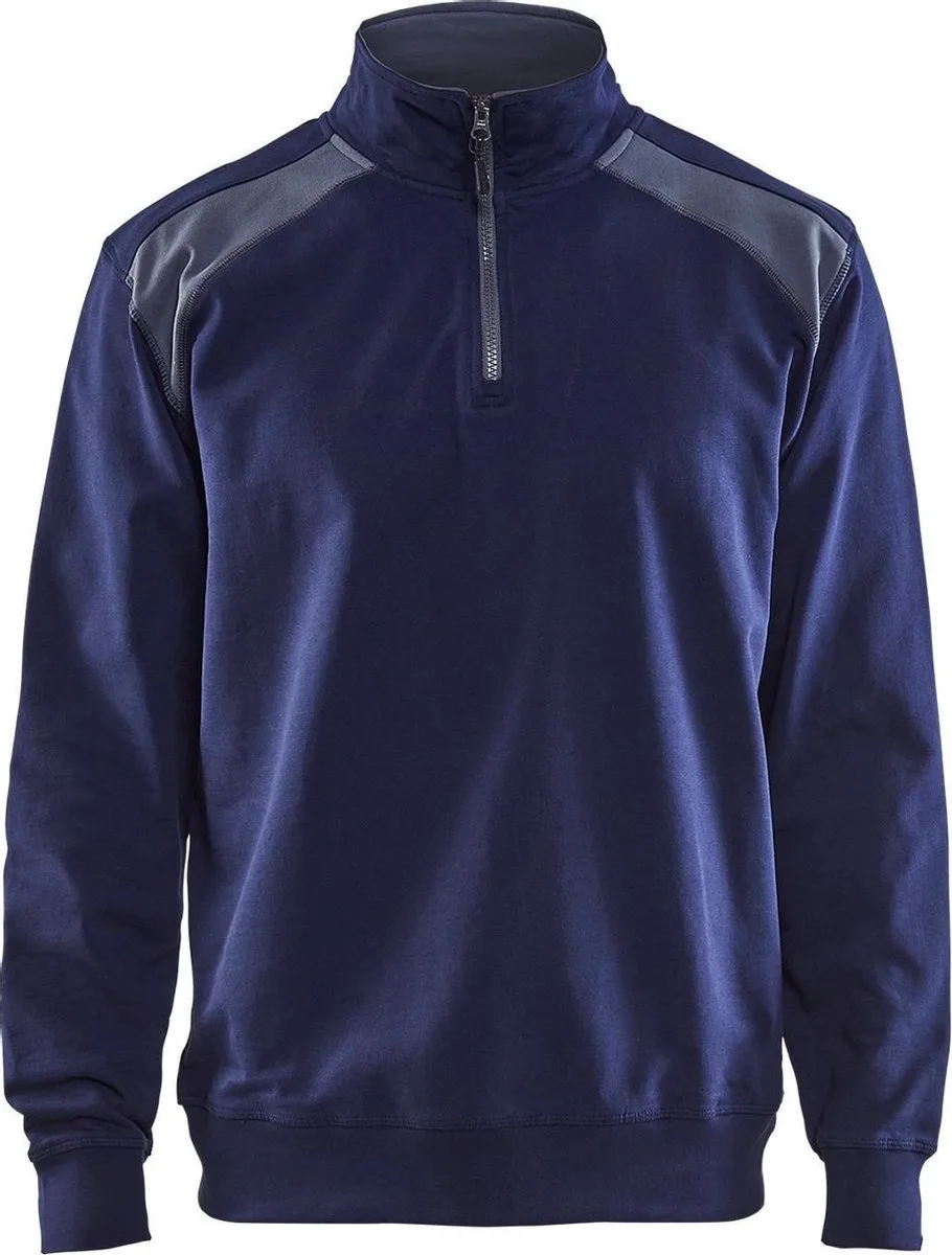 Sweatshirt bi-colour met halve rits 3353-1158 - Marineblauw/Grijs by Blåkläder, Marineblauw, Grey, XL – product image