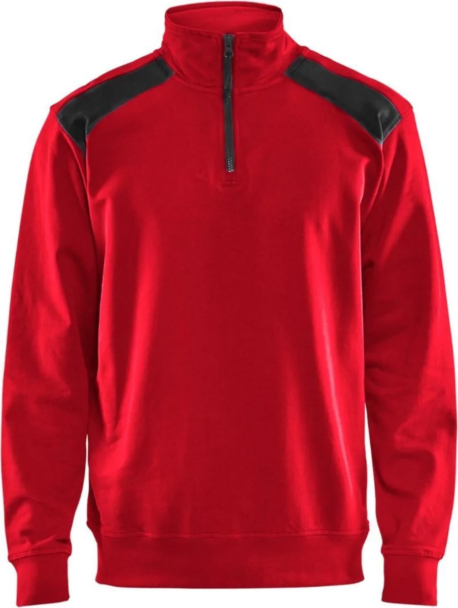 Sweatshirt bi-colour met halve rits 3353-1158 - Rood/Zwart de Blåkläder, Rouge, Noir, 4XL – image du produit