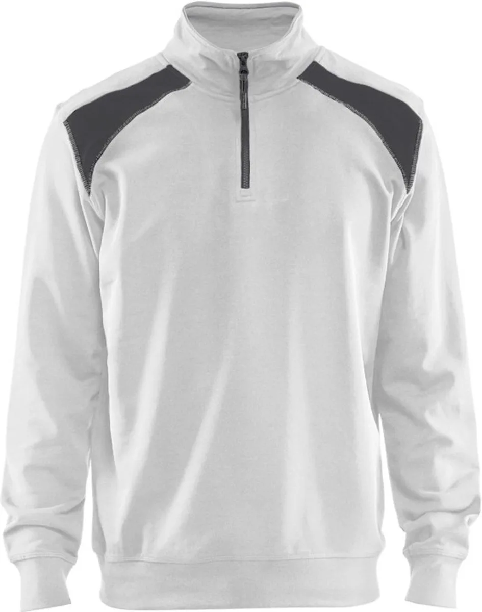 Sweatshirt bi-colour met halve rits 3353-1158 - Wit/Donkergrijs de Blåkläder, Blanc, Gris foncé, 4XL – image du produit