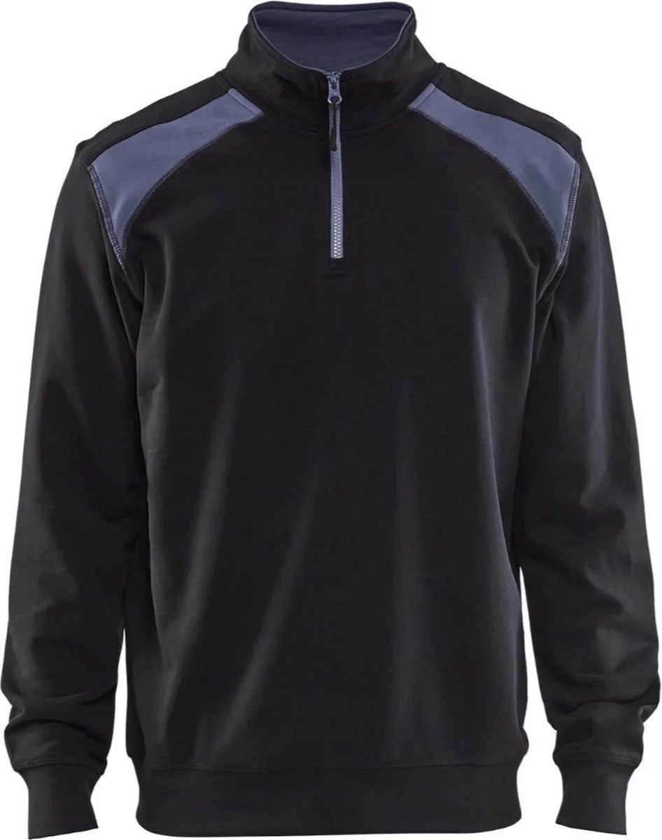 Sweatshirt bi-colour met halve rits 3353-1158 - Zwart/Donkergrijs de Blåkläder, Noir, Gris foncé, 4XL – image du produit