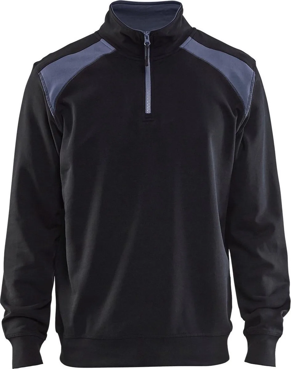 Sweatshirt bi-colour met halve rits 3353-1158 - Zwart/Grijs de Blåkläder, Noir, Gris, 4XL – image du produit