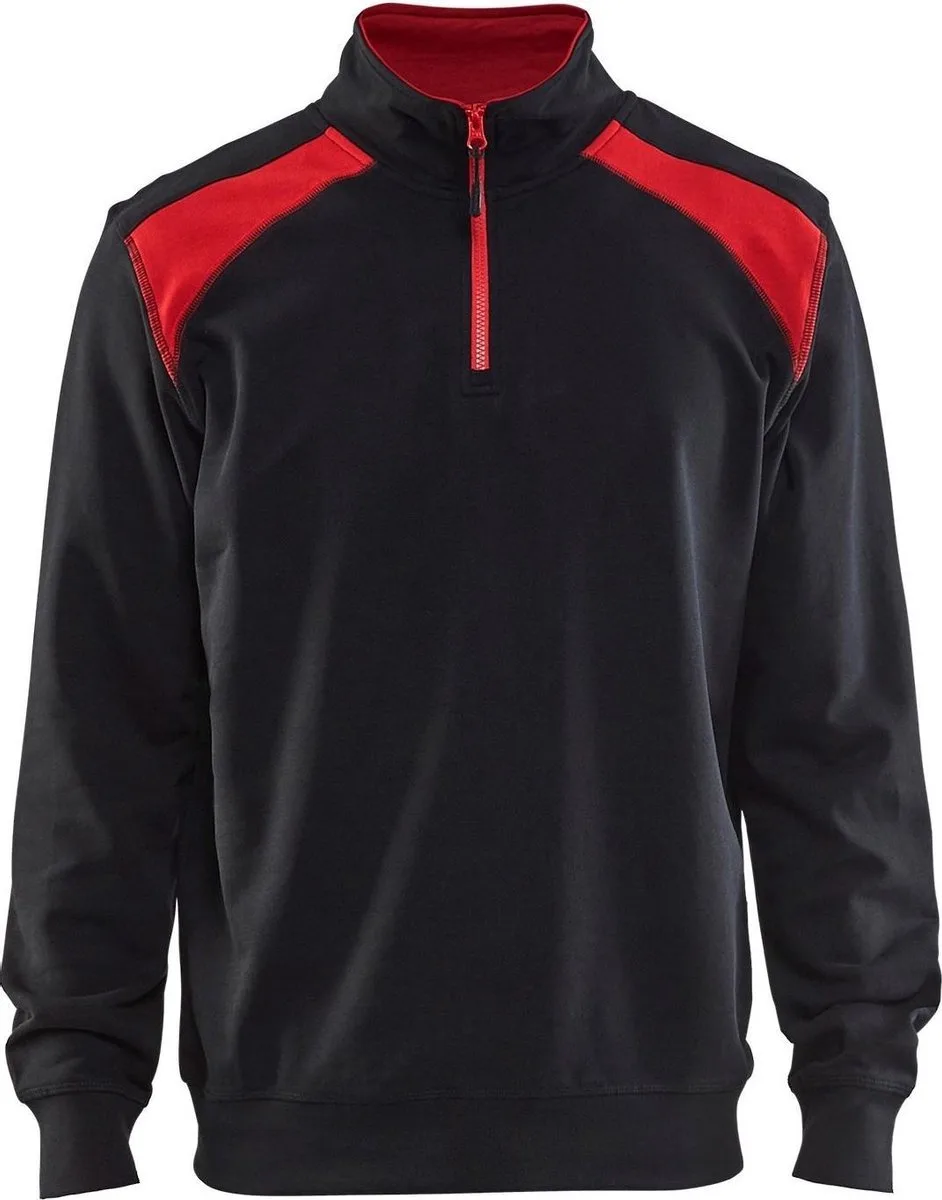 Sweatshirt bi-colour met halve rits 3353-1158 - Zwart/Rood de Blåkläder, Noir, Rouge, 4XL – image du produit