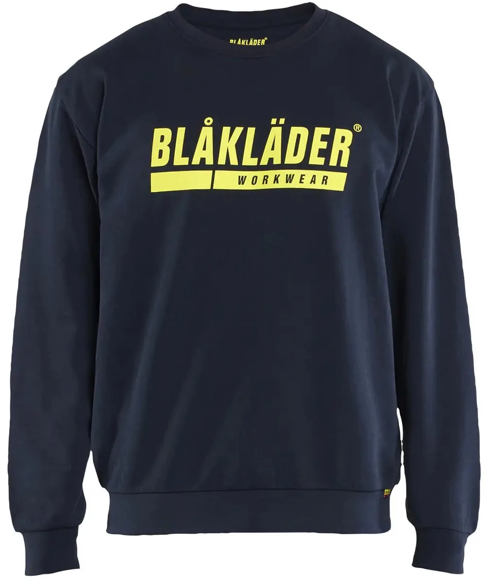 Sweatshirt Blaklader Ample van Blåkläder, Donker marineblauw, Fluo geel – productafbeelding