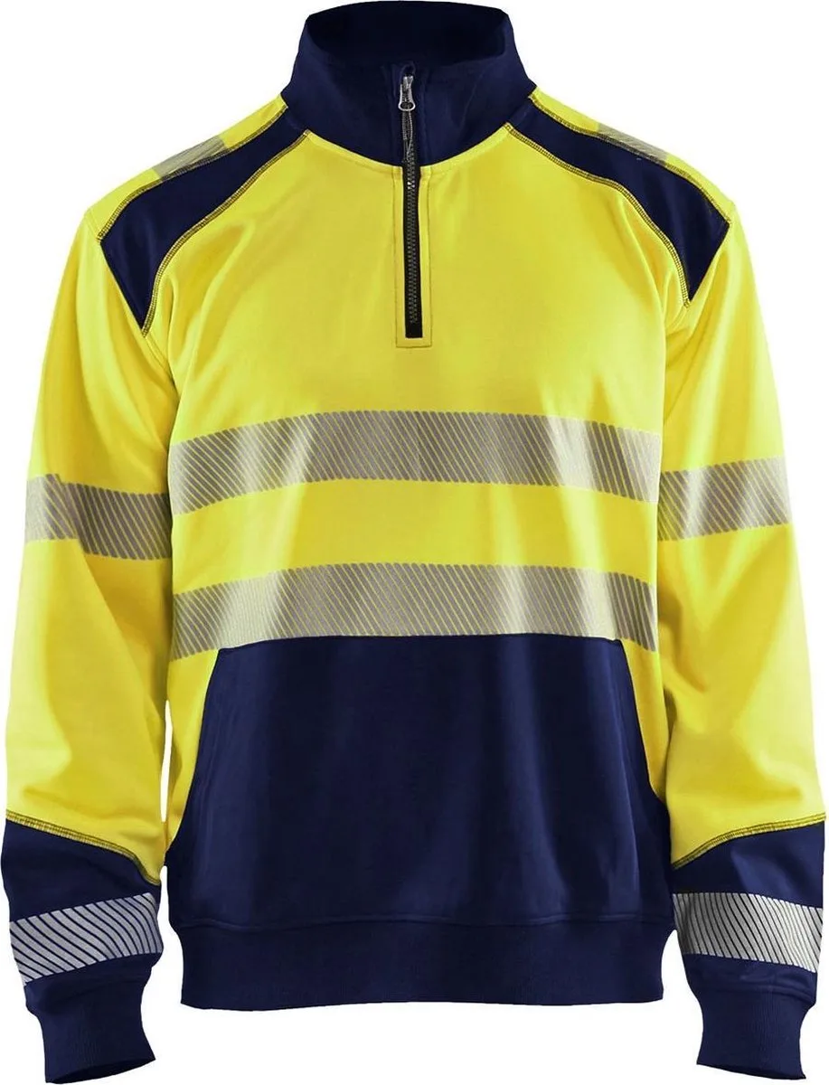Sweatshirt halve rits High Vis 3556-2528 - High Vis Geel/Marineblauw von Blåkläder, High Vis Geel, Marineblauw, 4XL – Produktbild