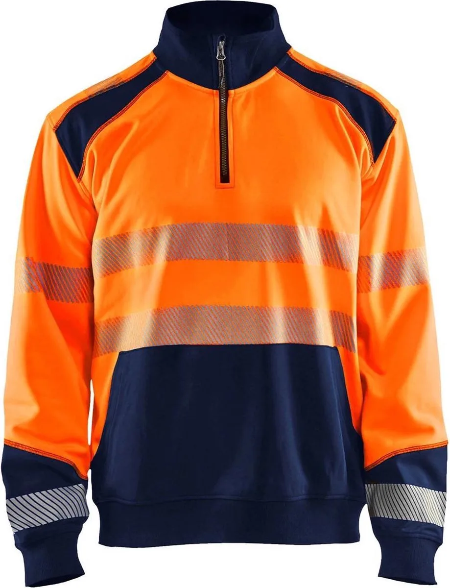Sweatshirt halve rits High Vis 3556-2528 - High Vis Oranje/Marineblauw de Blåkläder, Orange, Marineblauw, 4XL – image du produit