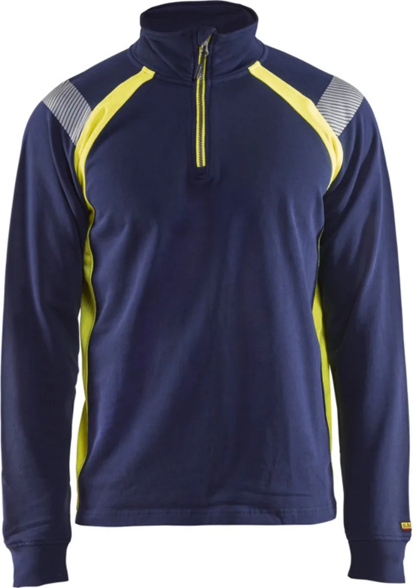 Sweatshirt halve rits Visible 3432-1158 - Marine/High Vis Geel van Blåkläder, Marine, High Vis Geel, XL – productafbeelding