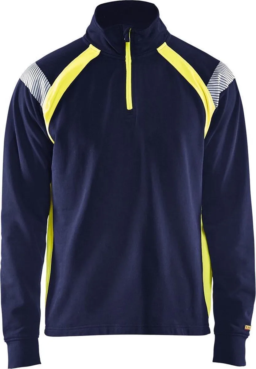 Sweatshirt halve rits Visible 3432-1158 - Marine/High Vis Geel by Blåkläder, Marine, High Vis Geel, L – product image