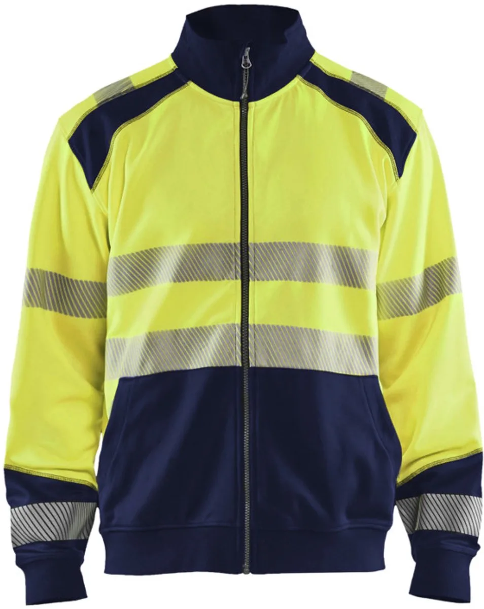 Sweatshirt hele rits High Vis 3558-2528 - High Vis Geel/Marineblauw de Blåkläder, High Vis Geel, Marineblauw, 4XL – image du produit