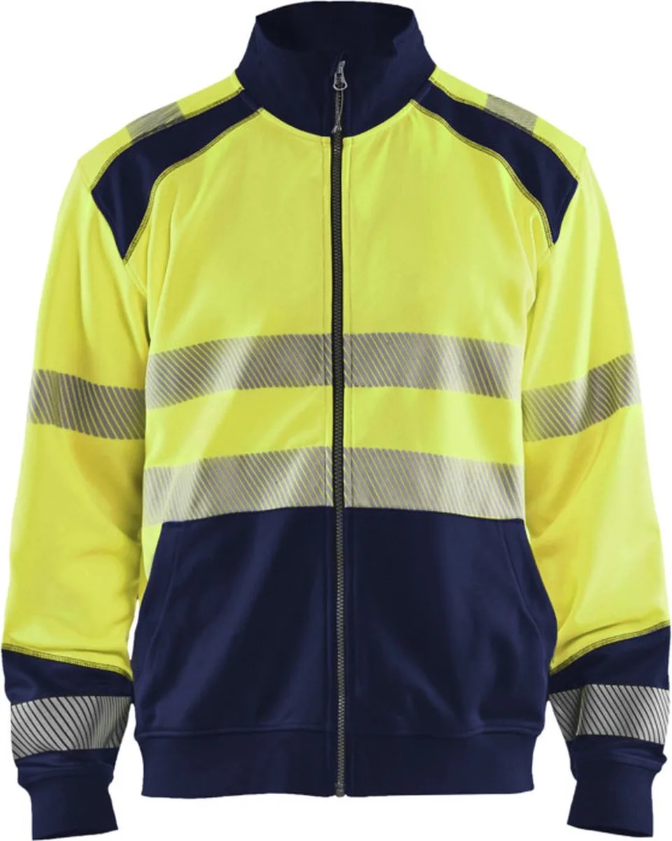 Sweatshirt hele rits High Vis 3558-2528 - High Vis Geel/Marineblauw de Blåkläder, High Vis Geel, Marineblauw, XL – image du produit