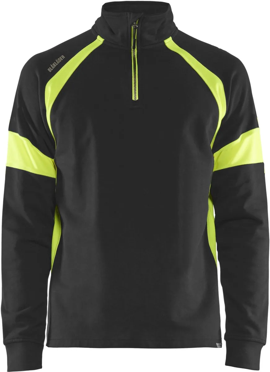 Sweatshirt met High Vis zones 3550-1158 - Zwart/High Vis Geel de Blåkläder, Noir, High Vis Geel, 6XL – image du produit