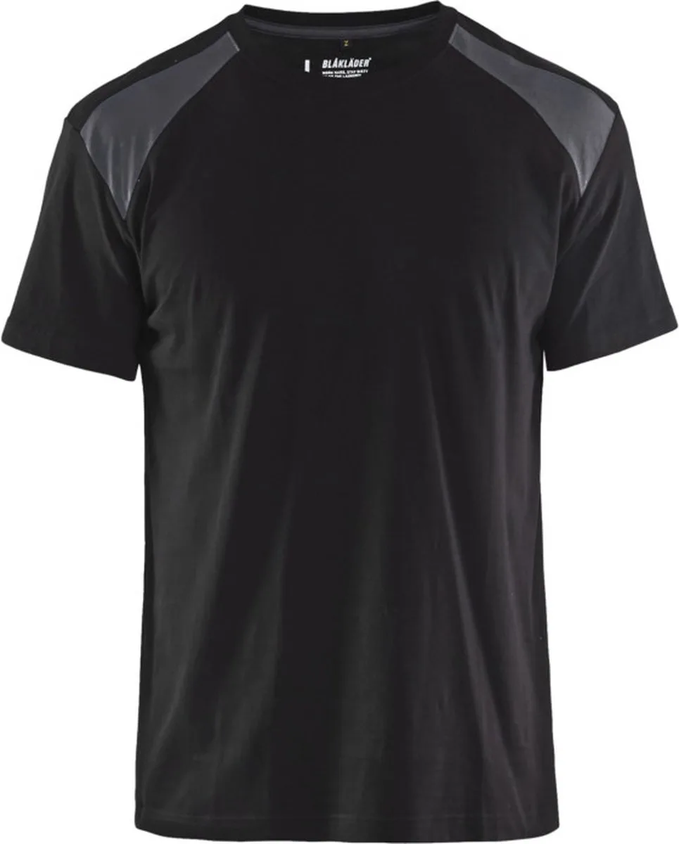 T-shirt bi-colour 3379-1042 - Zwart/Medium grijs fra Blåkläder, Grå, Sort, L – produktbillede